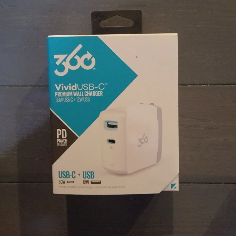 360 Electrical Vivid 30W USB-C PD + 12W USB Wall Charger with Power Deli…